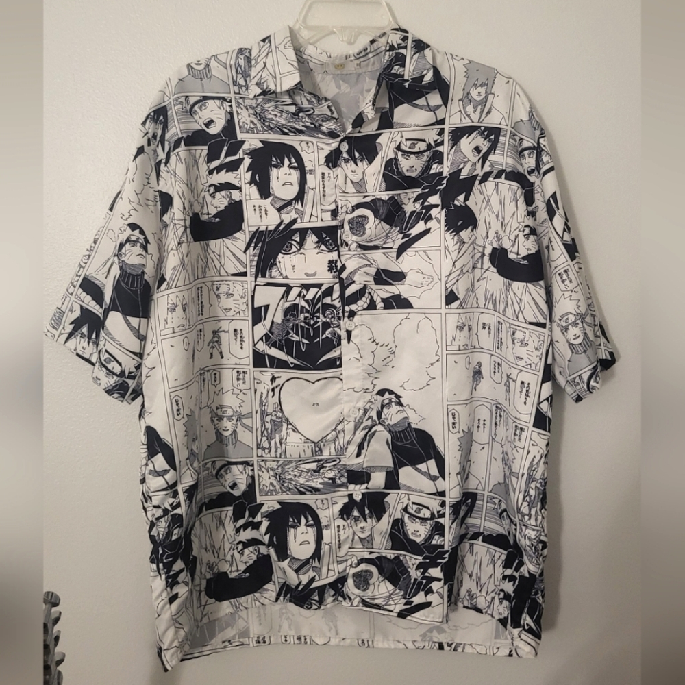 Naruto manga page button up shirt